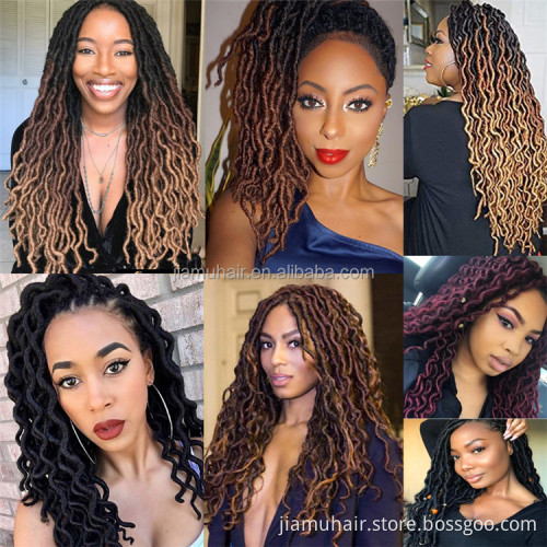Synthetic Gypsy Locs Hair Extension Braids Ombre Color Wavy Curly Crochet Brais Hair Goddess Locs Hair Wholesale